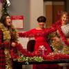 GLEE: Tina (Jenna Ushkowitz, L), Rachel (Lea Michele, C) and Quinn (Dianna Agron, R) perform in the &quot;Extraordinary Merry Christmas&quot; episode of GLEE airing Tuesday, Dec. 13 (8:00-9:00 PM ET/PT) on FOX. &#xa9;2011 Fox Broadcasting Co. Cr: Adam Rose/FOX