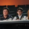 GLEE: Beast (Dot-Marie Jones, L), Artie (Kevin McHale, C) and Emma (Jayma Mays, R) judge the auditions for Westside Story in the "Asian F" episode of GLEE airing Tuesday, Oct. 4 (8:00-9:00 PM ET/PT) on FOX.  ©2011 Fox Broadcasting Co. Cr: Mike Yarish/FOX