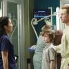 GREY'S ANATOMY - "Can't Fight This Feeling" - A gas tanker explodes on a Seattle highway, causing multiple injuries -- including paramedic Matthew; Meredith and Jo help a frantic mother (Sarah Chalke) whose child is suffering from a mysterious illness; and Owen bonds with a young boy whose parents are in critical condition. Meanwhile true colors are revealed when Alex is forced to work with Jo's boyfriend on an ailing patient, on "Grey's Anatomy," THURSDAY, MARCH 28 (9:00-10:02 p.m., ET) on the ABC Television Network. (ABC/Ron Tom)
SANDRA OH, KYLE SILVERSTEIN, KEVIN MCKIDD