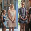 Hart of Dixie -- "The Butterstick Tab" -- Image Number: HA407a_0404bjpg -- Pictured (L-R): Talitha Bateman as Scarlett, Claudia Lee as Magnolia, Jaime King as Lemon and Wilson Bethel as Wade (back to camera) -- Photo: Patrick Wymore/The CW -- ÃÂ© 2014 The CW Network, LLC. All rights reserved.
