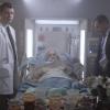 IT'S ALWAYS SUNNY IN PHILADELPHIA Pop Pop: The Final Solution -- Episode 802 (Airs Thursday, October 11, 10:00 pm e/p) -- Pictured: (L-R) Scott Beenher as Doctor, Tom Bower as Pop Pop, Brian Unger as Attorney, Kaitlin Olson as Dee Reynolds, Glenn Howerton as Dennis Reynolds -- CR: Patrick McElhenney/FX
