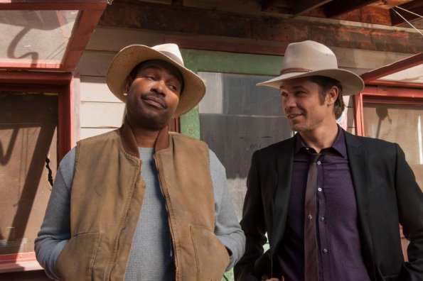 JUSTIFIED -- Peace of Mind -- Episode 12 (Airs Tuesday, March 26, 10:00 pm e/p) -- Pictured: (L-R) Mykelti Williamson as Ellstin Limehouse, Timothy Olyphant as U.S. Deputy Marshal Raylan Givens -- CR: Prashant Gupta/FX