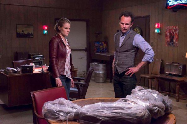JUSTIFIED -- Ghosts -- Episode 13 (Airs Tuesday, April 2, 10:00 pm e/p) -- Pictured: (L-R) Joelle Carter as Ava Crowder, Walton Goggins as Boyd Crowder  -- CR: Prashant Gupta/FX