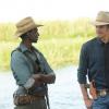 JUSTIFIED -- A Murder of Crowes -- Episode 501 (Airs Tuesday, January 7, 10:00 pm e/p) -- Pictured: (L-R) Edi Gathegi as Jean Baptiste, Timothy Olyphant as Deputy U.S. Marshal Raylan Givens -- CR: Guy D'Alama/FX