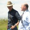 JUSTIFIED -- A Murder of Crowes -- Episode 501 (Airs Tuesday, January 7, 10:00 pm e/p) -- Pictured: (L-R)  Timothy Olyphant as Deputy U.S. Marshal Raylan Givens, David Koechner as Deputy Marshall Gregg Sutter -- CR: Guy D'Alama/FX