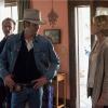 JUSTIFIED -- "Dark As a Dungeon" -- Episode 608 (Airs Tuesday, March 10, 10:00 pm e/p) -- Pictured: (L-R) Walton Goggins as Boyd Crowder, Timothy Olyphant as Deputy U.S. Marshal Raylan Givens, Joelle Carter as Ava Crowder -- CR: Prashant Gupta/FX