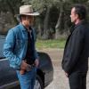 JUSTIFIED -- "Dark As a Dungeon" -- Episode 608 (Airs Tuesday, March 10, 10:00 pm e/p) -- Pictured: (L-R) Timothy Olyphant as Deputy U.S. Marshal Raylan Givens, Walton Goggins as Boyd Crowder -- CR: Prashant Gupta/FX