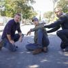 "Human Resources" - Pictured: Chris O\'Donnell (Special Agent G. Callen), David Paul Olsen (Tom Olsen) and LL COOL J (Special Agent Sam Hanna). After a Navy lieutenant disappears from the scene of a car accident, the NCIS team processes the crime scene and discovers his laptop is missing along with recently accessed confidential information for retired Navy SEALs, on NCIS: LOS ANGELES, Sunday, Nov. 17 (9:30-10:30 PM, ET/9:00--10:00 PM, PT) on the CBS Television Network. Photo: Bill Inoshita/CBS ©2019 CBS Broadcasting, Inc. All Rights Reserved.