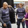 "Rage" -- Pictured: LL COOL J (Special Agent Sam Hanna), Eric Christian Olsen (LAPD Liaison Marty Deeks) and Patti Tippo (Hostage #1). Callen and Sam resume their undercover identities as a prisoner and guard to infiltrate a white supremacy group believed to be in possession of stolen nuclear material.  Kensi transforms herself into a tattooed biker chick to play the part of Callen\'s girlfriend.  Also, Callen\'s first meeting with Hetty is revealed, on NCIS: LOS ANGELES, Monday, April 13 (10:00-11:00 PM, ET/PT) on the CBS Television Network. Photo: Robert Voets/CBS ÃÂ©2015 CBS Broadcasting, Inc. All Rights Reserved.