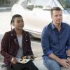 "Mountebank" -- Pictured: Andrea Bordeaux (NCIS Special Agent Harley Hidoko) and Chris O\'Donnell (Special Agent G. Callen). Sam goes undercover as a day trader after a prominent investment banker with ties to a Russian oligarch is murdered. Also, one of Callen\'s aliases is the victim of credit card theft, and Mosley is concerned it signals something bigger, on NCIS: LOS ANGELES, Sunday, Oct. 29 (9:00-10:00 PM, ET/PT) on the CBS Television Network. Photo: Monty Brinton/CBS ÃÂ©2017 CBS Broadcasting, Inc. All Rights Reserved.