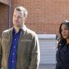 "Where Everybody Knows Your Name" - Pictured: Chris O\'Donnell (Special Agent G. Callen) and Nia Long (Executive Assistant Director Shay Mosley). NCIS partners with the FBI after a Marine is murdered by a rare nerve gas. Also, Deeks shares his dream to quit law enforcement and open a bar, on NCIS: LOS ANGELES, Sunday, May 6 (9:00-10:00 PM, ET/PT) on the CBS Television Network. Photo: Bill Inoshita/CBS ÃÂ©2018 CBS Broadcasting, Inc. All Rights Reserved.