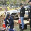 "Twofer" -- NCIS is called in to investigate when the body of a missing Navy Lieutenant who disappeared a year and a half ago is located by a cemetery grounds crew while they are relocating caskets on the property. Also, Gibbs and McGee must pass a psych evaluation with Doctor Grace Confalone (Laura San Giacomo) before officially resuming all work responsibilities, on NCIS, Tuesday, Oct. 3 (8:00-9:00 PM, ET/PT) on the CBS Television Network. Pictured: Brian Dietzen,  Emily Wickersham, Sean Murray.    Photo: Patrick McElhenney/CBS ÃÂ©2017 CBS Broadcasting, Inc. All Rights Reserved