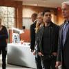 "Voices" -- An NCIS person of interest in a bribery and fraud case is found murdered after a runner is led to his body by a strange voice. Also, McGee and Delilah disagree on whether to find out the baby\'s sex or keep it a surprise, on NCIS, Tuesday, Nov. 14 (8:00-9:00 PM, ET/PT) on the CBS Television Network. Pictured: Rocky Carroll,  Emily Wickersham, Wilmer Valderramma, Mark Harmon.    Photo: Cliff Lipson/CBS ÃÂ©2017 CBS Broadcasting, Inc. All Rights Reserved