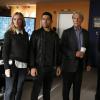 "Voices" -- An NCIS person of interest in a bribery and fraud case is found murdered after a runner is led to his body by a strange voice. Also, McGee and Delilah disagree on whether to find out the baby\'s sex or keep it a surprise, on NCIS, Tuesday, Nov. 14 (8:00-9:00 PM, ET/PT) on the CBS Television Network. Pictured:  Emily Wickersham, Wilmer Valderramma, Mark Harmon, Rocky Carroll.    Photo: Cliff Lipson/CBS ÃÂ©2017 CBS Broadcasting, Inc. All Rights Reserved