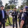 "Someone Else\'s Shoes" -- The NCIS team links a bizarre crime scene at Arlington National Cemetery to a string of attacks on homeless veterans. Also, Vance orders McGee, Bishop and Torres to complete hours of evidence garage cleanup duty for withholding information, on NCIS, Tuesday, Oct. 15 (8:00-9:00 PM, ET/PT) on the CBS Television Network. Pictured: Mark Harmon as NCIS Special Agent Leroy Jethro Gibbs, Wilmer Valderrama as NCIS Special Agent Nicholas "Nick" Torres, Emily Wickersham as NCIS Special Agent Eleanor "Ellie" Bishop, Sean Murray as NCIS Special Agent Timothy McGee. Photo: Sonja Flemming/CBS ©2019 CBS Broadcasting, Inc. All Rights Reserved