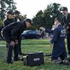 "Someone Else\'s Shoes" -- The NCIS team links a bizarre crime scene at Arlington National Cemetery to a string of attacks on homeless veterans. Also, Vance orders McGee, Bishop and Torres to complete hours of evidence garage cleanup duty for withholding information, on NCIS, Tuesday, Oct. 15 (8:00-9:00 PM, ET/PT) on the CBS Television Network. Pictured: Mark Harmon as NCIS Special Agent Leroy Jethro Gibbs, Emily Wickersham as NCIS Special Agent Eleanor "Ellie" Bishop, Wilmer Valderrama as NCIS Special Agent Nicholas "Nick" Torres, Brian Dietzen as Medical Examiner Jimmy Palmer, Sean Murray as NCIS Special Agent Timothy McGee. Photo: Sonja Flemming/CBS ©2019 CBS Broadcasting, Inc. All Rights Reserved