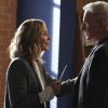 "IRL" -- The NCIS team investigates a petty officer\'s murder that was live-streamed on a popular gaming app. Also, Gibbs watches his 11-year-old neighbor, Phineas (Jack Fisher), when his mom must leave on a last-minute trip, on NCIS, Tuesday, Nov. 26 (8:00-9:00 PM, ET/PT) on the CBS Television Network. Pictured: Maria Bello as NCIS Special Agent Jaqueline "Jack" Sloane, Mark Harmon as NCIS Special Agent Leroy Jethro Gibbs. Photo: Patrick McElhenney/CBS ©2019 CBS Broadcasting, Inc. All Rights Reserved.