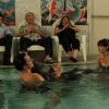 NEW GIRL:  Nick (Jake Johnson, second from L) shows Winston (Lamorne Morris, third from R) and Jess (Zooey Deschanel, R) the benefits of water therapy while Schmidt (Max Greenfield, L) looks on in the "Menzies" episode of NEW GIRL airing Tuesday, Nov. 13 (9:00-9:30 PM ET/PT) on FOX.  Also pictured: Ralph Ahn (third from L).  ©2012 Fox Broadcasting Co.  Cr:  Patrick McElhenney/FOX