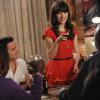 NEW GIRL:  Jess (Zooey Deschanel) gives a toast to kick off Thanksgiving dinner in the &quot;Thanksgiving 2&quot; episode of NEW GIRL airing Tuesday, Nov. 20 (9:00-9:30 PM ET/PT) on FOX.   &#xa9;2012 Fox Broadcasting Co.  Cr:  Ray Mickshaw/FOX