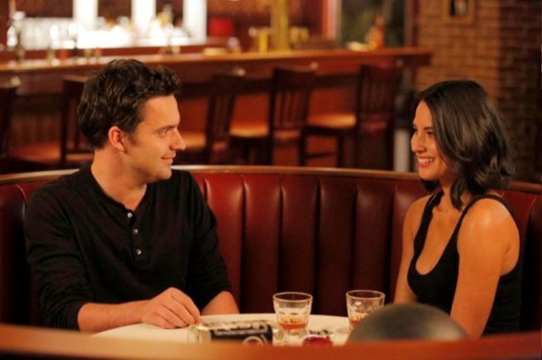 NEW GIRL:  Nick (Jake Johnson, L) meets a beautiful and tough customer (guest star Olivia Munn, R) at the bar in the NEW GIRL episode &quot;Bathtub&quot; airing Tuesday, Dec. 4 (9:00-9:30 PM ET/PT) on FOX.  &#xa9;2012 Fox Broadcasting Co.  Cr:  Jennifer Clasen/FOX