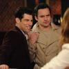 NEW GIRL:  Nick (Jake Johnson, C) and Schmidt (Max Greenfield, L) compete to win the affection of a beautiful woman they meet at the bar in the "Cooler" episode of NEW GIRL airing Tuesday, Jan. 29 (9:00-9:30 PM ET/PT) on FOX. ©2012 Fox Broadcasting Co.  Cr: Ray Mickshaw/FOX
