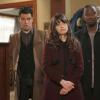 NEW GIRL:  Jess (Zooey Deschanel, C), Schmidt (Max Greenfield, L) and Winston (Lamorne Morris, R) arrive at Nick's family's home in Chicago for a funeral in the &quot;Chicago&quot; episode of NEW GIRL airing Tuesday, March 19 (9:00-9:30 PM ET/PT) on FOX.  &#xa9;2013 Fox Broadcasting Co.  Cr: Greg Gayne/FOX