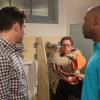 NEW GIRL:  Schmidt (Max Greenfield, L) and Winston (Lamorne Morris, R) bring Outside Dave (guest star Stee Agee, C) into the loft in the "First Date" episode of NEW GIRL airing on a special night, Thursday, April 4 (9:00-9:30 PM ET/PT) on FOX.  ©2013 Fox Broadcasting Co.  Cr:  Adam Taylor/FOX