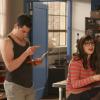 NEW GIRL:  Jess (Zooey Deschanel, R) and Schmidt (Max Greenfield, L) get their invitations to Cece's wedding in the "Bachelorette Party" episode of NEW GIRL airing Tuesday, April 9 (9:00-9:30 PM ET/PT) on FOX.  ©2013 Fox Broadcasting Co.  Cr:  Patrick McElhenney/FOX