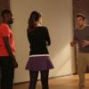 NEW GIRL:  Jess (Zooey Deschanel, C), Nick (Jake Johnson, R) and Winston (Lamorne Morris, L) formulate a plan to deal with Schmidt's sullen behavior in the "Keaton" episode of NEW GIRL airing Tuesday, Oct. 22 (9:00-9:30 PM ET/PT) on FOX. ©2013 Fox Broadcasting Co. Cr: Greg Gayne/FOX