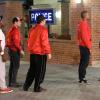 NEW GIRL:  After a long night out, Winston (Lamorne Morris, L), Nick (Jake Johnson, C) and Schmidt (Max Greenfield, second from L) support Coach (guest star Damon Wayans, Jr., second from R) when he confronts his ex-girlfriend's new boyfriend (guest star Greg Vrotsos, R) in the "Coach" episode of NEW GIRL airing Tuesday, Nov. 5 (9:00-9:30 PM ET/PT) on FOX.  ©2013 Fox Broadcasting Co.  Cr:  Adam Taylor/FOX
