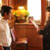 NEW GIRL:  Jess (Zooey Deschanel, C) confronts a restaurant owner (guest star Justin Chon, R) who has been leaving an overabundance of menus at the loft's front door in the "Menus" episode of NEW GIRL airing Tuesday, Nov. 12 (9:00-9:30 PM ET/PT) on FOX.  ©2013 Fox Broadcasting Co.  Cr:  Patrick McElhenney/FOX
