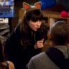 NEW GIRL: Jess (Zooey Deschanel) performs at Winston's &quot;Honey Roast&quot; in the &quot;Big News&quot; episode of NEW GIRL airing Tuesday, April 15 (9:00-9:30 PM ET/PT) on FOX. &#xa9;2014 Fox Broadcasting Co. Cr: Jennifer Clasen/FOX