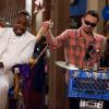 NEW GIRL: Winston (Lamorne Morris, L), Nick (Jake Johnson, C) and Jess (Zooey Deschanel, R) take the stage for Winston's &quot;Honey Roast&quot; in the &quot;Big News&quot; episode of NEW GIRL airing Tuesday, April 15 (9:00-9:30 PM ET/PT) on FOX. &#xa9;2014 Fox Broadcasting Co. Cr: Jennifer Clasen/FOX
