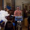 NEW GIRL: Winston (Lamorne Morris, L), Nick (Jake Johnson, C) and Jess (Zooey Deschanel, R) take the stage for Winston's &quot;Honey Roast&quot; in the &quot;Big News&quot; episode of NEW GIRL airing Tuesday, April 15 (9:00-9:30 PM ET/PT) on FOX. &#xa9;2014 Fox Broadcasting Co. Cr: Jennifer Clasen/FOX