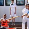 NEW GIRL: Cruise director Doug (guest star Oscar Nunez, R) struggles with Coach's (guest star Damon Wayans, Jr., L) fear of boats, while Captain Jan Nortis (guest star Kerri Kenney-Silver, C) and the crew look on in the &quot;Cruise&quot; Season Finale episode of NEW GIRL airing Tuesday, May 6 (9:00-9:30 PM ET/PT) on FOX. &#xa9;2014 Fox Broadcasting Co. Cr: Patrick McElhenney/FOX