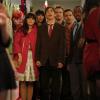 NEW GIRL:  The gang (L-R:  Zooey Deschanel, Hannah Simone, guest star Justin Long, Jake Johnson and Lamorne Morris) is surprised to see Schmidt dressed as Santa when they crash his office Christmas party in the &quot;Christmas&quot; episode of NEW GIRL airing Tuesday, Dec. 13 (9:00-9:30 PM ET/PT) on FOX. &#xa9;2011 Fox Broadcasting Co.  Cr:  Greg Gayne/FOX