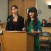 NEW GIRL:  Nick's girlfriend Julia (guest star Lizzy Caplan, L) helps Jess (Zooey Deschanel, R) fight a traffic ticket in the &quot;Jess and Julia&quot; episode of NEW GIRL airing Tuesday, Jan. 31 (9:00-9:31 PM ET/PT) on FOX.  &#xa9;2012 Fox Broadcasting Co.  Cr:  Patrick Wymore/FOX