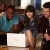 NEW GIRL:  Jess (Zooey Deschanel, C) shows Schmidt (Max Greenfield, R) and Winston (Lamorne Morris, L) a video in the &quot;Bully&quot; episode of NEW GIRL airing Tuesday, Feb. 21 (9:00-9:31 PM ET/PT) on FOX.  &#xa9;2012 Fox Broadcasting Co.  Cr:  Patrick McElhenney/FOX