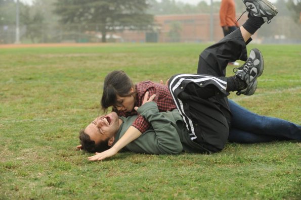 NEW GIRL:  Jess (Zooey Deschanel, R) collides with Nick (Jake Johnson, L) during a game of touch football in the &quot;Injured&quot; episode of NEW GIRL airing Tuesday, March 6 (9:00-9:30 PM ET/PT) on FOX.  &#xa9;2012 Fox Broadcasting Co.  Cr:  Ray Mickshaw/FOX