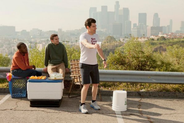 NEW GIRL: Schmidt (Max Greenfield, R) gets ready to hand off water to runners during a 10K race in the "Secrets" episode of NEW GIRL airing Tuesday, April 3 (9:00-9:30 PM ET/PT) on FOX. Also pictured: Lamorne Morris (L) and Jake Johnson (C). ©2012 Fox Broadcasting Co. Cr: Isablella Vosmikova/FOX NEW GIRL: Schmidt (Max Greenfield, R) gets ready to hand off water to runners during a 10K race in the "Secrets" episode of NEW GIRL airing Tuesday, April 3 (9:00-9:30 PM ET/PT) on FOX. Also pictured: Lamorne Morris (L) and Jake Johnson (C). ©2012 Fox Broadcasting Co. Cr: Isablella Vosmikova/FOX