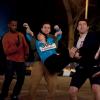 NEW GIRL:  The gang (L-R:  Lamorne Morris, Jake Johnson, Max Greenfield and Hannah Simone) carry Jess (Zooey Deschanel, second from L) over the finish line so that she completes her 10K race in the &quot;Secrets&quot; episode of NEW GIRL airing Tuesday, April 3 (9:00-9:30 PM ET/PT) on FOX.  &#xa9;2012 Fox Broadcasting Co.  Cr:  Isablella Vosmikova/FOX