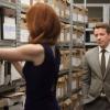 SUITS -- "Shadow Of A Doubt" Episode 305 -- Pictured: (l-r) Sarah Rafferty as Donna Paulsen, Adam Godley as Nigel Nesbitt -- (Photo by: Ian Watson/USA Network)
