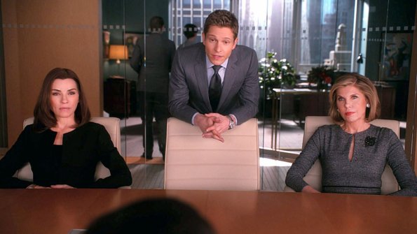 "Mind\'s Eye" -- Alicia prepares for a key interview which could impact the outcome of the race for State\'s Attorney.  Also, Louis Canning pressures Florrick/Agos/Lockhart to agree on a settlement in his wrongful eviction case against the firm, on THE GOOD WIFE, Sunday, March 8 (9:00-10:00 PM, ET/PT), on the CBS Television Network.  Pictured: Julianna Margulies, Matt Czuchry and Christine Baranski Photo: Best Possible Screen Grab/CBS