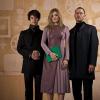 Ben Whishaw, Romola Garai and Dominic West of The Hour model clothes