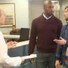 THE LEAGUE Baby Geoffrey Jesus -- Episode 512 -- Airs Wednesday, November 20, 10:00 pm e/p) -- Pictured: (L-R) Paul Scheer as Andre, Vernon Davis as himself, Jon Lajoie as Taco -- CR: Patrick McElhenney/FXX