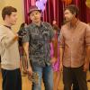 THE LEAGUE -- Episode 3: "The Height Supremacist" (Airs Wednesday, September 17, 10:00 PM e/p). Pictured: (L-R)  Stephen Rannazzisi as Kevin, Paul Scheer as Andre, Mark Duplass as Pete, Katie Aselton as Jenny. CR: Patrick McElhenney/FXX