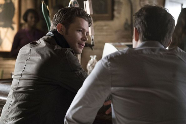 The Vampire Diaries -- "Moonlight on the Bayou" -- Image Number: VD714a_0065.jpg -- Pictured (L-R): Joseph Morgan as Klaus and Paul Wesley as Stefan (back to camera) -- Photo: Annette Brown/The CW -- ÃÂ© 2016 The CW Network, LLC. All rights reserved.