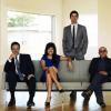 WHITE COLLAR -- Pictured (l-r): Tim DeKay as Peter Burke, Tiffani Thiessen as Elizabeth Burke Matt Bomer as Neal Caffrey, Willie Garson as Mozzie  -- USA Network Photo: Nigel Parry